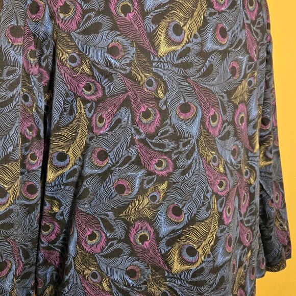 Vintage Y2K Peacock Feather Shoulder Pads Blazer Large Pink Yellow Blue Custom - Picture 3 of 9